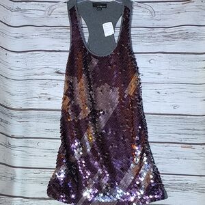 NWT Twentyone sequin knit top tunic razorback tank sz Small